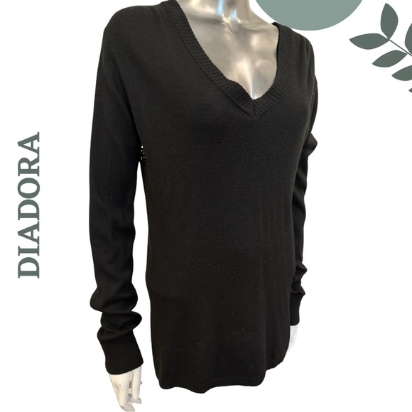 🛍️3/$40 Diadora Luxe Black Knit Sweater with Mesh Open Back | Long Sleeve Large - Picture 3 of 6